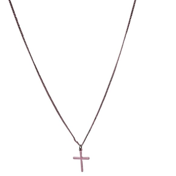Stylish Pink Cross Pendant Necklace Religious Spiritual Fashion Jewelry Women - Picture 1 of 5